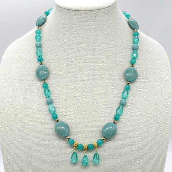 My Bead Emporium Jewelry - Necklace with Turquoise, crystals and a lobster clasp.